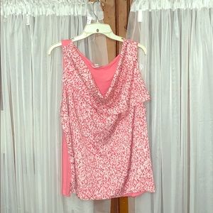 Pink and white tank top size 3X